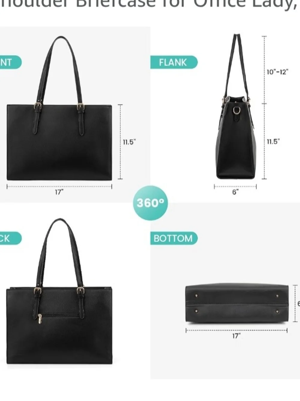 Classic Black Tote Handbag with Zip Pouch